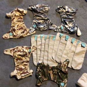 Charlie banana os one size diapers.  Camo, army